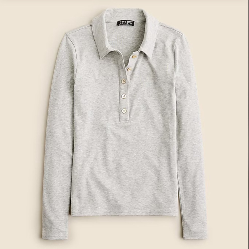 J Crew Refined rib long-sleeve polo shirt NWT